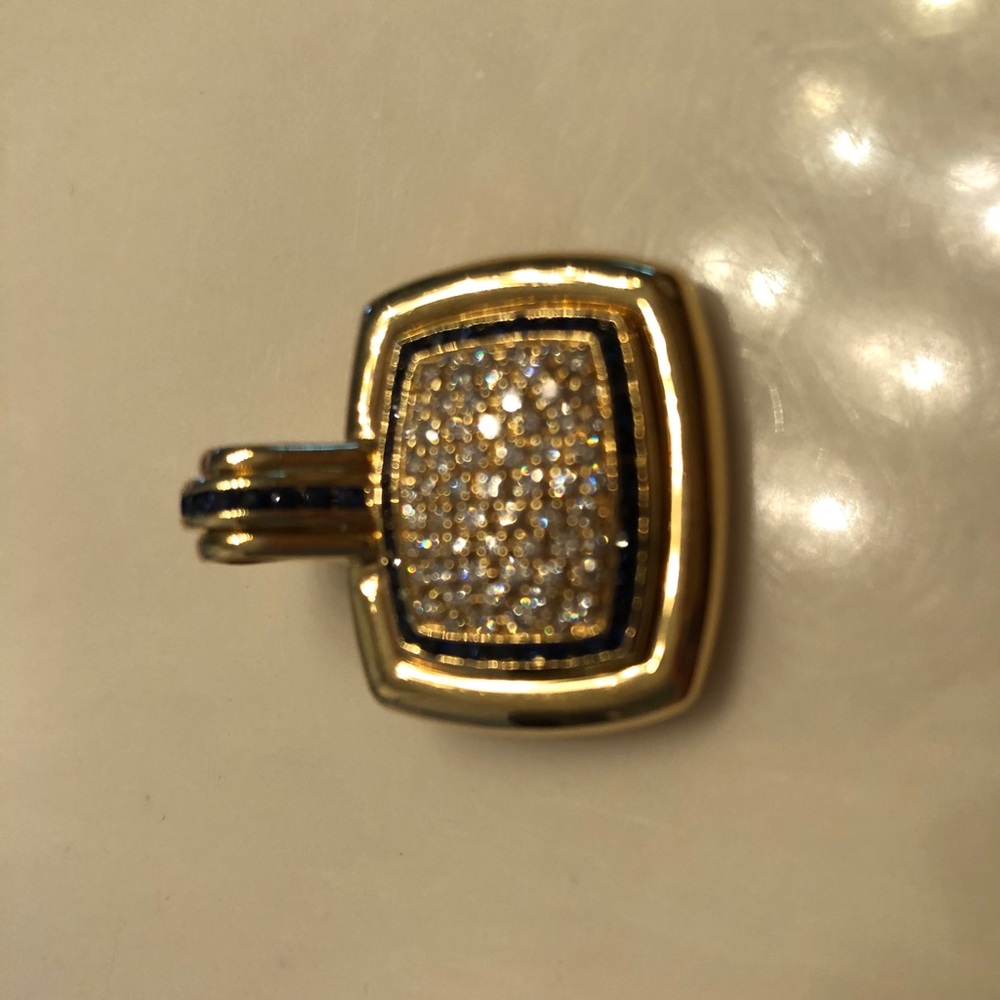 Diamond and sapphire slide pendant - Picture 2 of 10